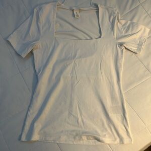 H&M White Square Neck Top